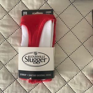 New Louisville Slugger stirrup and sanitary baseball socks. Size Medium.